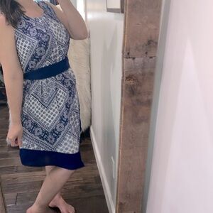 AB studio navy bandana dress size large